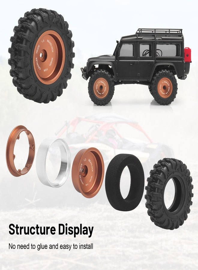 daitoku 1.3 Beadlock Wheels and Tires, daitoku 1.3" RC Car Tires Aluminum Wheels Rims for TRX4M SCX24 1/18 1/24 RC Crawler - Image 4
